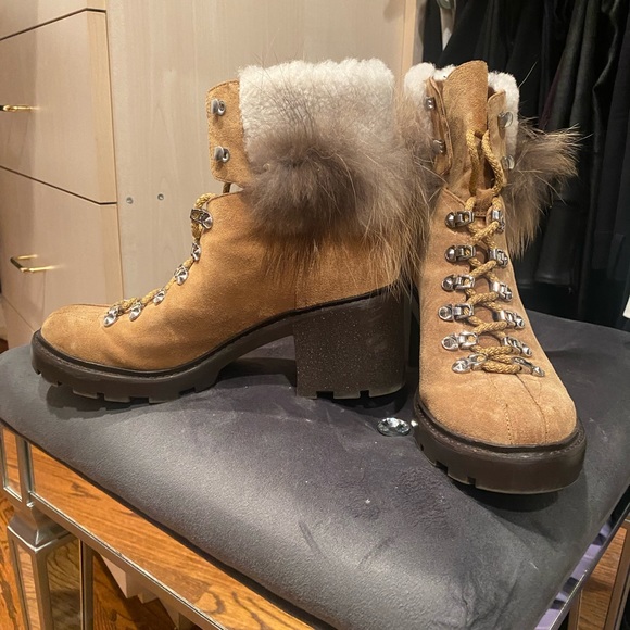 Sigerson Morrison shearling and real fur booties size 38.5 - Picture 1 of 4